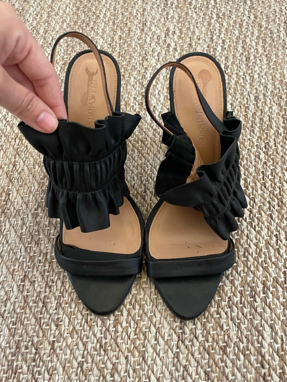 Ulla Johnson Black Leather Sandals Heels